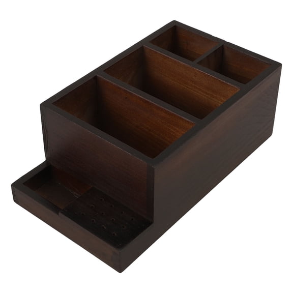 OUNONA Nail Tools Storage Box Antique Design Wooden Organizer for Home Use 1Pack