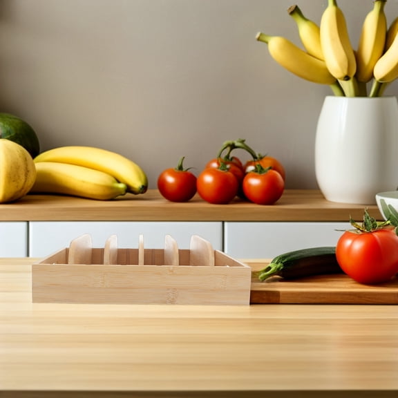 OUNONA Natural Bamboo Cabinet Lid Storage Organizer with Adjustable Sections for Kitchen Pantry