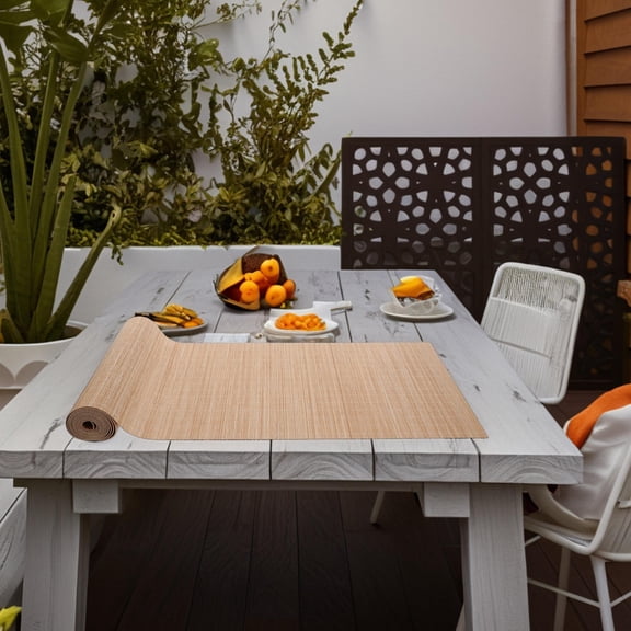 OUNONA Natural Bamboo Table Runner for Dining Table Decor Khaki Cuttable Design Heat Resistant 1 Piece