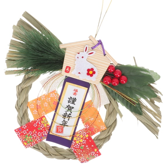 OUNONA New Year Ornaments Straw Hanging Wreath Sushi Restaurant Decor Dragon Garland