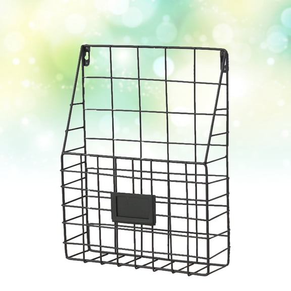 OUNONA Nordic Style Letter Holder Book Organizer Wrought Iron Office Desktop Document Storage Rack (Black)