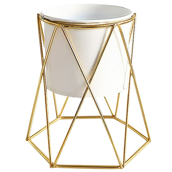 OUNONA Nordic Style Metal Flower Plant Pot Planter Metal Plant Container With Stand for Indoor