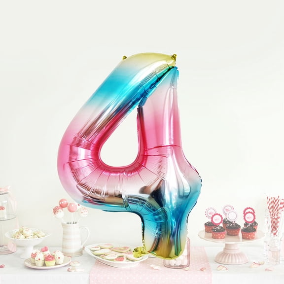 OUNONA Number Balloon with Gradual Change Color for Decor Birthday Parties Made of Aluminium Film 42 Inch