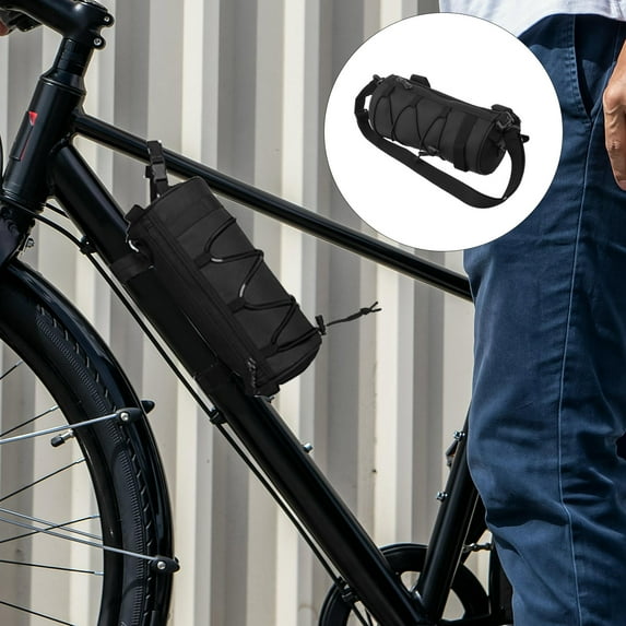 OUNONA Black Nylon Handlebar Bike Bag Set for Outdoor Cycling, Storage Pouch, Convenient 1 Set