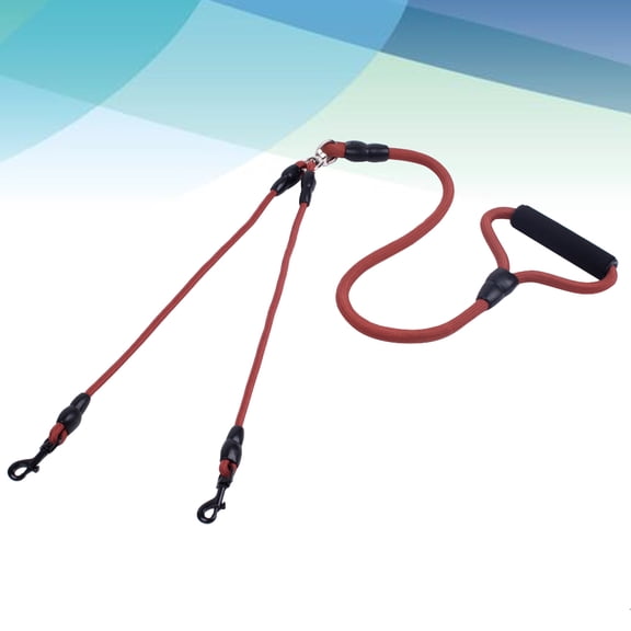 OUNONA Nylon Dog Hauling Rope with Double Metal Hooks and Foam Handle for Safe Pet Walking Coffee