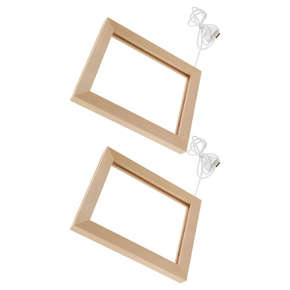 OUNONA OUNONA 2PCS LED Lighted Wooden Picture Frame Night Light Photo Frame for Home Decor Desk and Bedside Table
