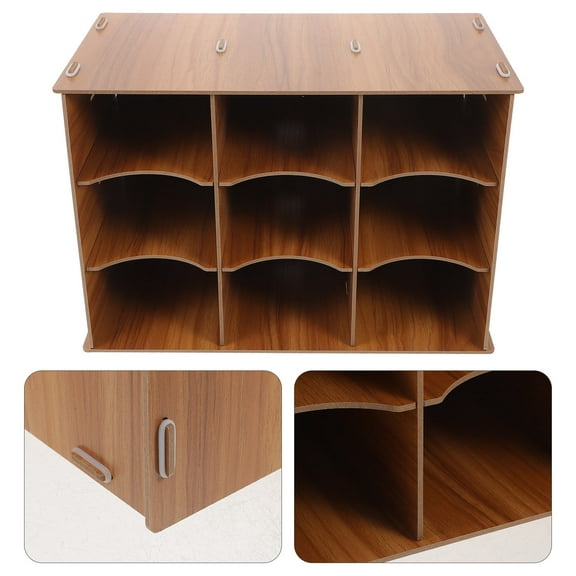 OUNONA Office File Storage Box Wood Desktop File Case Multi-purpose Document Organizer