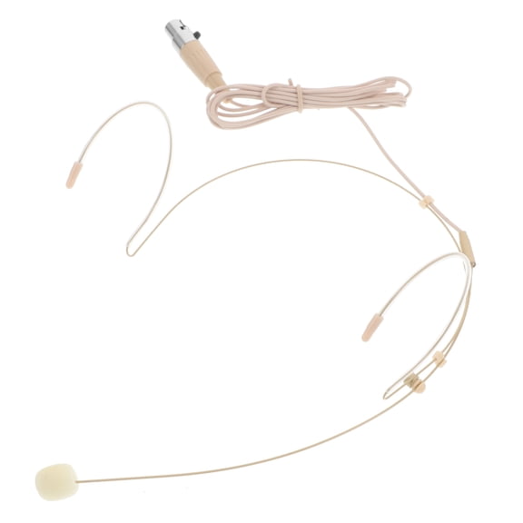 OUNONA Comfortable Beige Tour Guide Headworn Microphone with Threepin Plug for Easy Connectivity