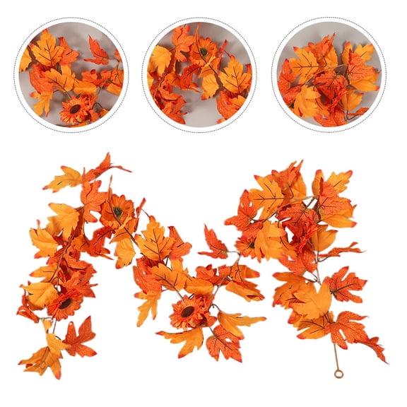 DRAFIDEEP Farmhouse Decorative Artificial Maple Leaf Vine Garland Orange 1Pcs 67X5.9X5.9In
