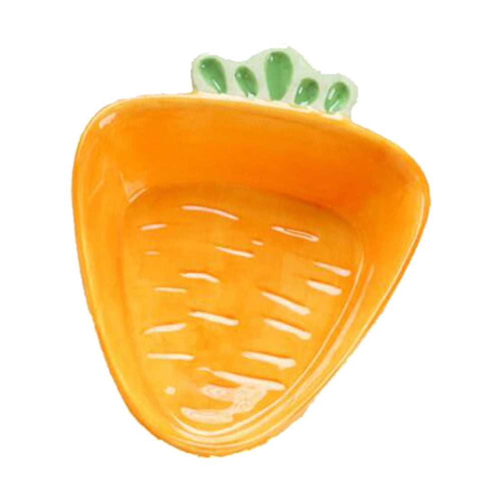 Homoyoyo Cartoon Carrot Ceramic Plate for Kids, 8.5 Inch Orange Appetizer Tray, Kitchen Dish for Snacks and Meals