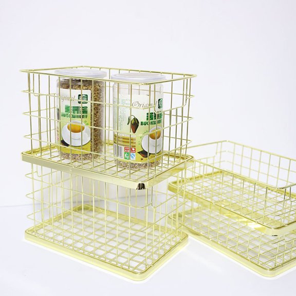 OUNONA  Organization Bins Containers Golden Storage Basket