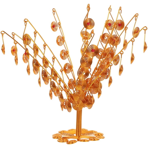 OUNONA Golden Aluminum Wire Decorative Tree for Home Office Decor Craft Adornment 1 Piece