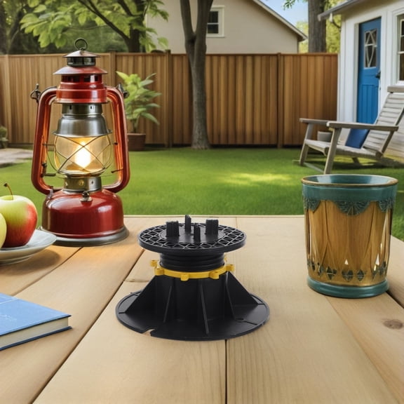 OUNONA Black Adjustable Plastic Deck Support Pedestal with Flexible Height for Outdoor Flooring and Patio Installation