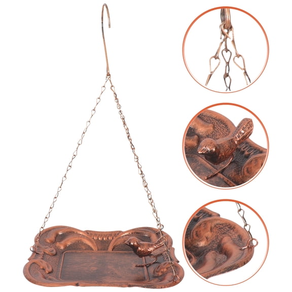 OUNONA  Dark Brown Iron Outdoor Bird Feeder Attracts Birds for Home