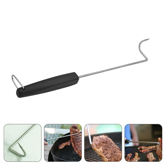 OUNONA Outdoor Grilling Tool Food Holder for BBQ Steel Fork Silver
