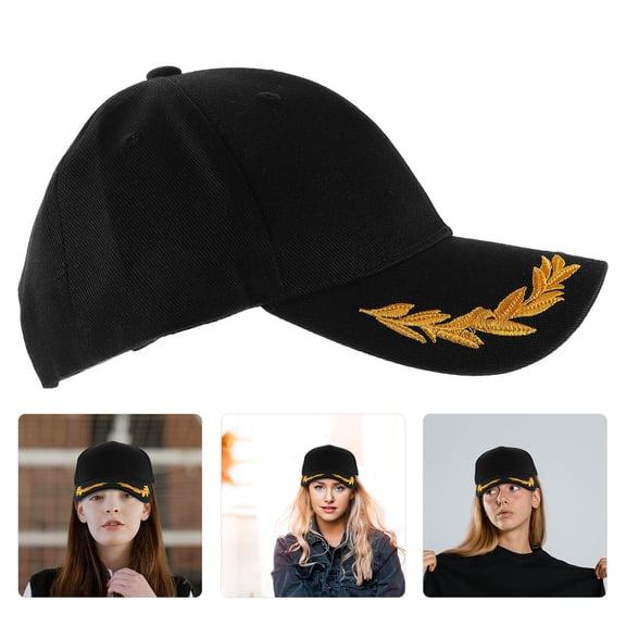 OUNONA Unisex Black Captain Baseball Hat for Hiking Camping Fishing and Outdoor Use