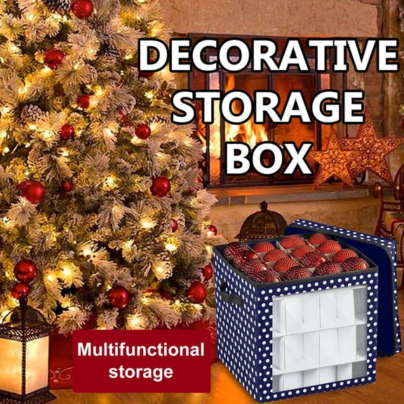 OUNONA Outdoor Waterproof Box Cloth Storage Container with Compartments for Holiday Ornaments 1Pack