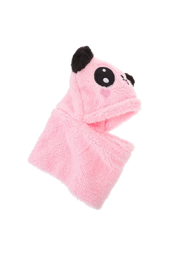 Outdoor Winter Hooded Scarf Pink Neck Warmer with Adorable Animal Ears Design