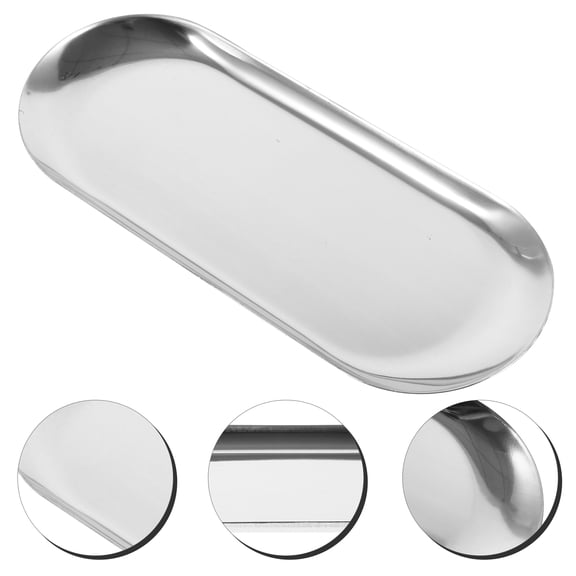 OUNONA Oval Shaped Towel Tray Silver 1Pack Functional Design