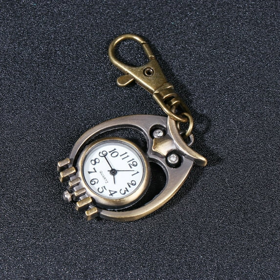 OUNONA Owl Shaped Vintage Pocket Watch Key Quartz Key Ring