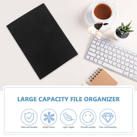OUNONA Black A4 File Folder Set, 2-Pack Document Organizers for Office, School, Home, Music Sheets, and Important Papers