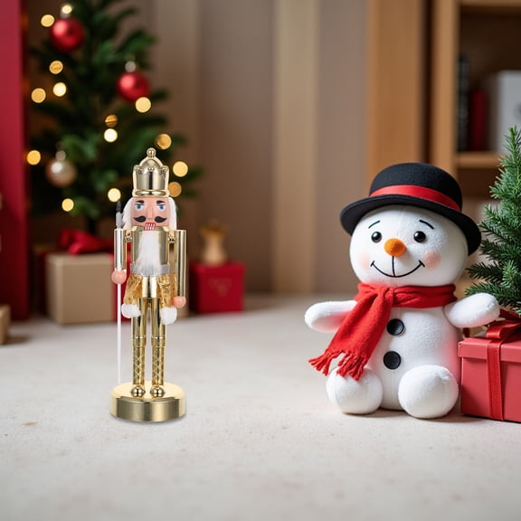 OUNONA Collectible Golden Nutcracker Figurine for Christmas Fireplace Display