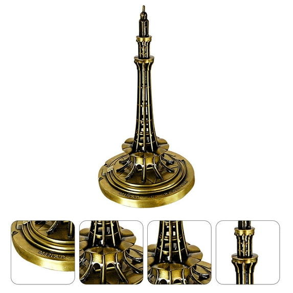 OUNONA Sculpture Decor Tower Model Ornament Golden 1Pack