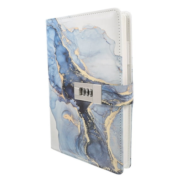 OUNONA Password Protected Locking Journal for Adults Crafted from Paper and PU in Dark Blue with Secure Lock 4.5 x 7.2 Inches