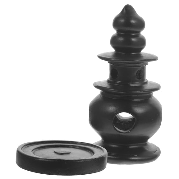 OUNONA Pavilion Ornament Tower Figurine Decoration Pagoda Sculpture Black