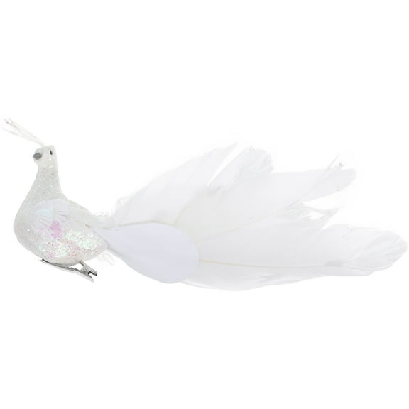 OUNONA Peacock Figurine White Foam Plush Decoration for Homeowners Outdoor Use 1 PCS