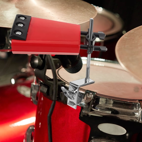 OUNONA Red Metal Drum Cowbell with Clip on Design and Volume Control Muffler p for Practice