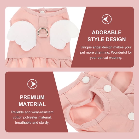OUNONA Pet Costumes Angel Costume Cotton Pink Breathable 1 Set
