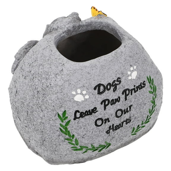 OUNONA Pet Monument Pets Grave Markers Dog Figurine Animal Decoration Cremation Urn Dark Grey