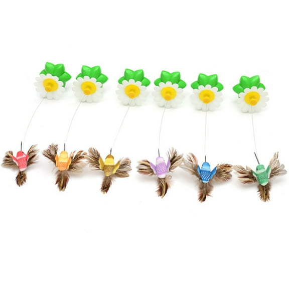 OUNONA Pet Scratching Training Tool with Electric Rotating Bird and Flower Base for Cats