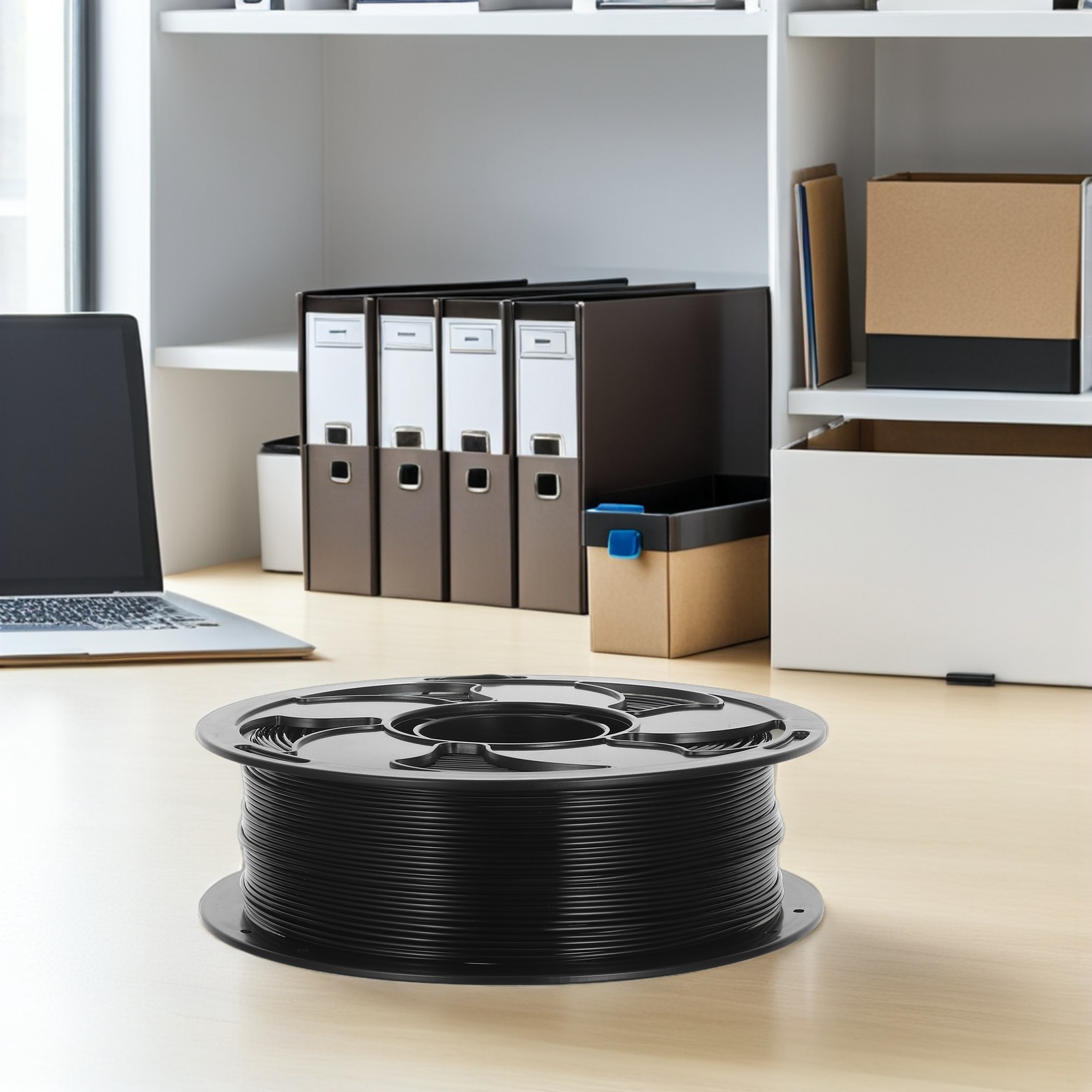 OUNONA Black PETG 3D Printer Filament Spool with Smooth Feeding and High Rigidity for Model Printing Accessories