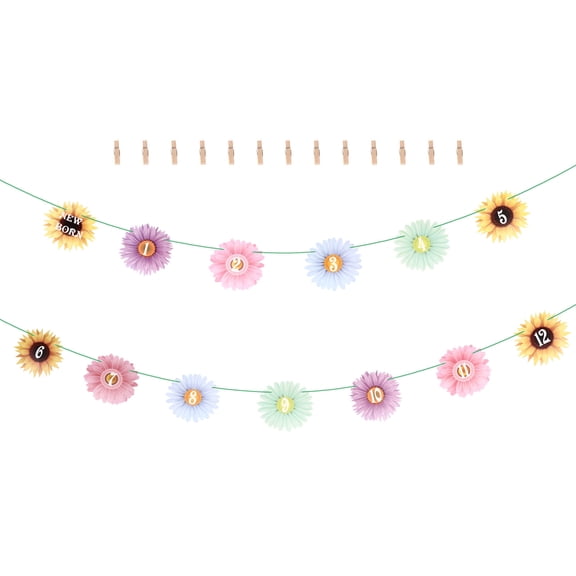 OUNONA  Photo Pull Flag Cake Theme Birthday Decorations Sunflower Baby