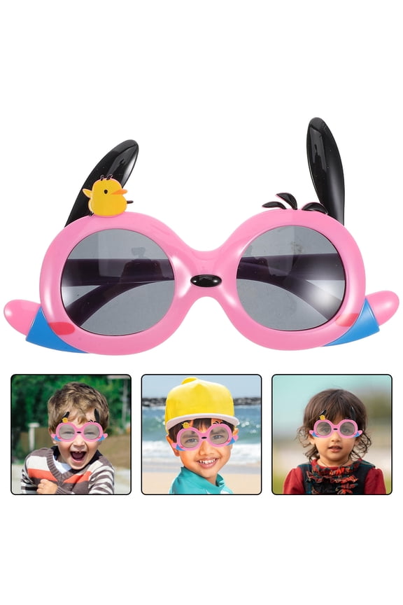 Pink Kids Sunglasses with UV Protection for Outdoor Activities Acrylic Unisex Cartoon Design