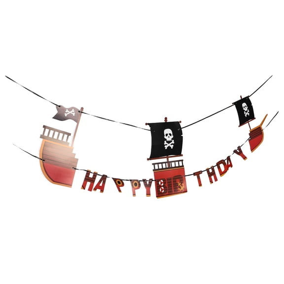 OUNONA Pirate Birthday Party Banner Paper Flags Multi Color Easy Installation