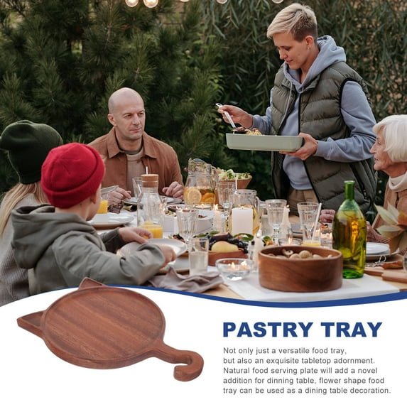 OUNONA Pizza Tray Wooden Pallet Stainless Steel Plate Dessert