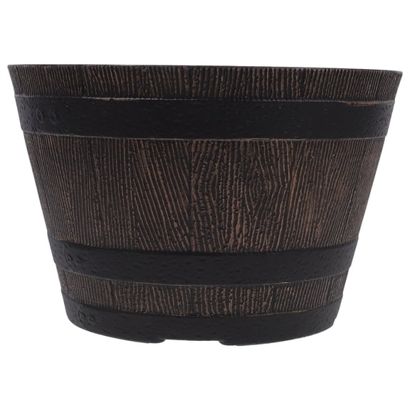 OUNONA Planter Plant Pot Dark Brown Resin for Outdoor Garden 1Pack