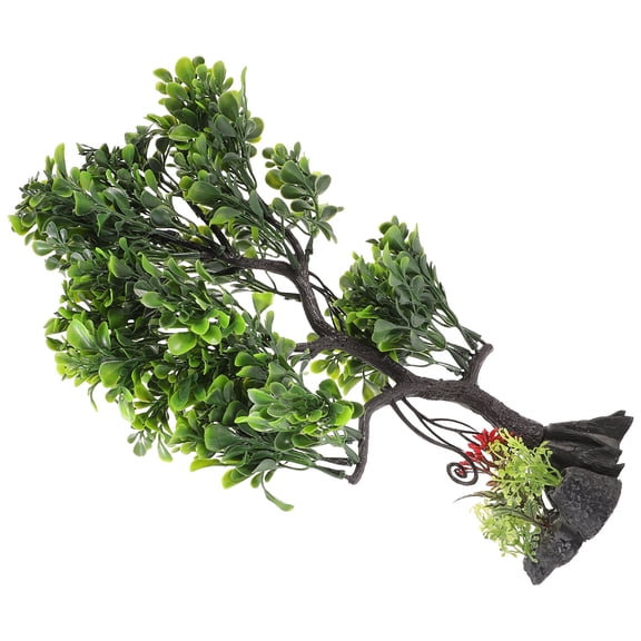 OUNONA Realistic Green Plastic Aquarium Tree Decor Fish Ornament for Home, Office, and Freshwater or Aquariums
