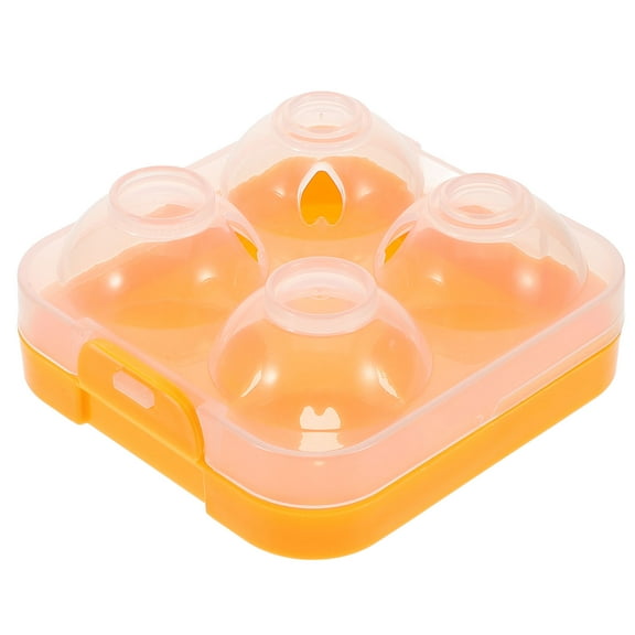 OUNONA Clear Plastic Holder for Refrigerator, Stackable Storage Tray with Lid, Box Carrier for 4 Eggs