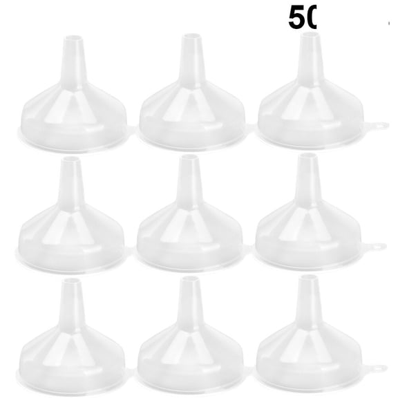 OUNONA Plastic Funnel for Home Use Transparent PP Material 50pcs Mini Funnels for Liquid Transfer 0.5 inch Diameter