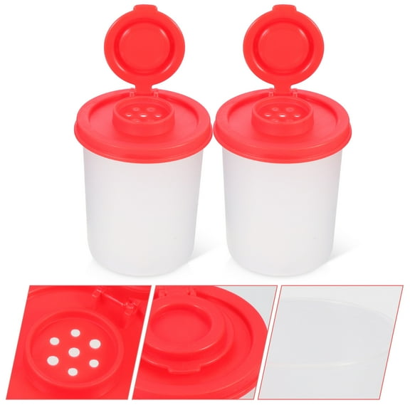 OUNONA Plastic Spice Containers for Home Clear Red 2Pcs Mini Condiment Bottle Small Size