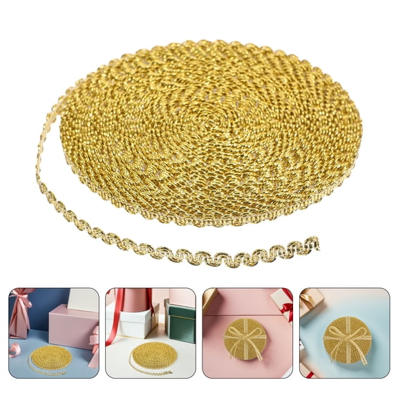 OUNONA Plated Gold Floral Lace Ribbon Trim Embellishment for Craft Sewing and Bridal Accessories