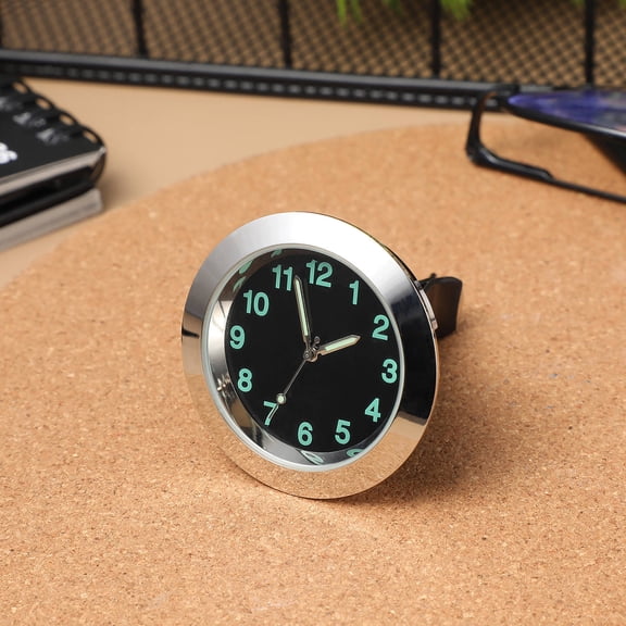 OUNONA Plated Silver Car Dash Clock with Luminous Pointer and Durable Electroplated Alloy Body