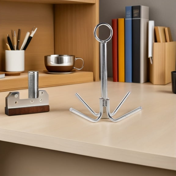 OUNONA Plated Silver Stainless Steel Multi Claw Yacht Anchor with Easy Installation Feature