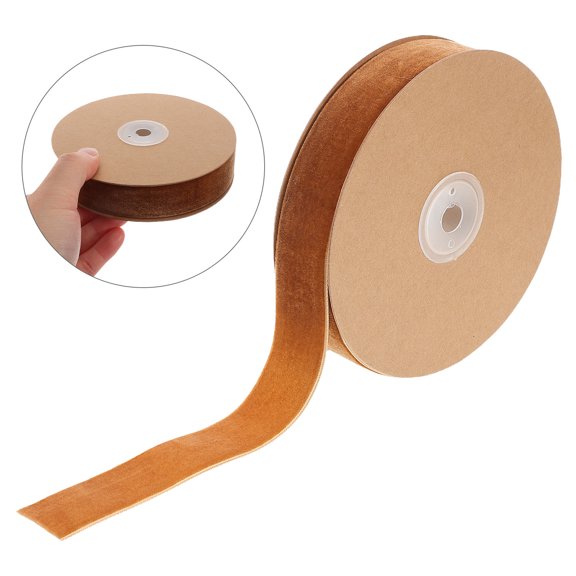 OUNONA Plush Fabric Ribbon for Gift Wrapping and DIY Accessories Coffee Color 2 5CM Width