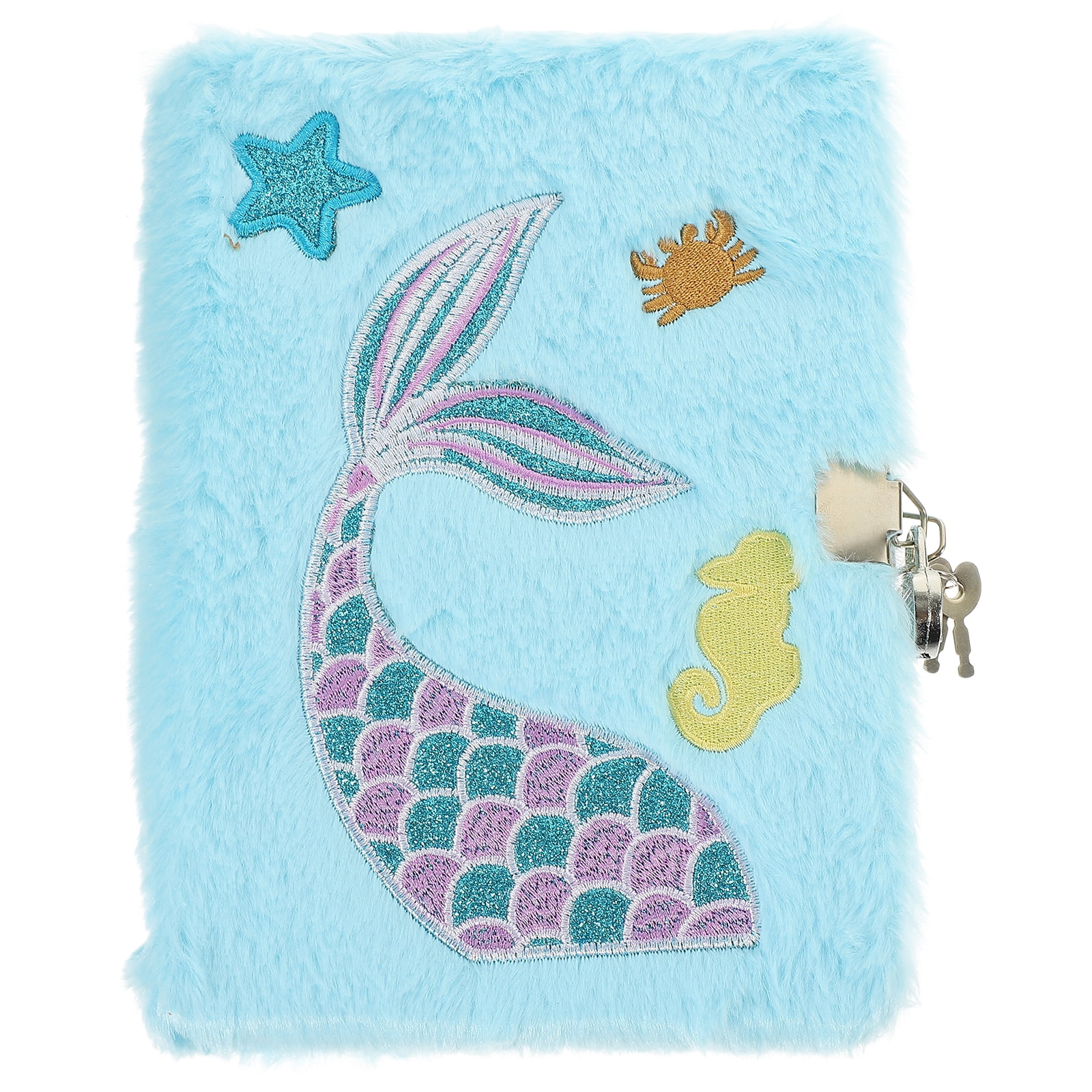 OUNONA Plush Notebook Cute Cartoon Notepad with Lock, Decorative and ...