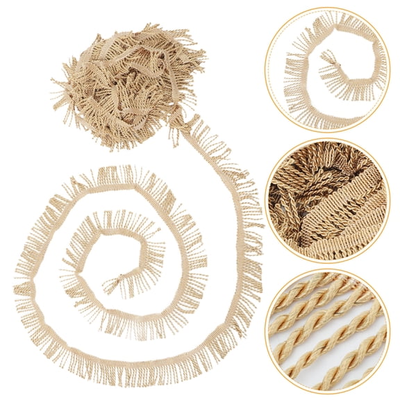 OUNONA Polyester Chainette Fringe Trim in Light Brown for Home Decoration and Curtain Use